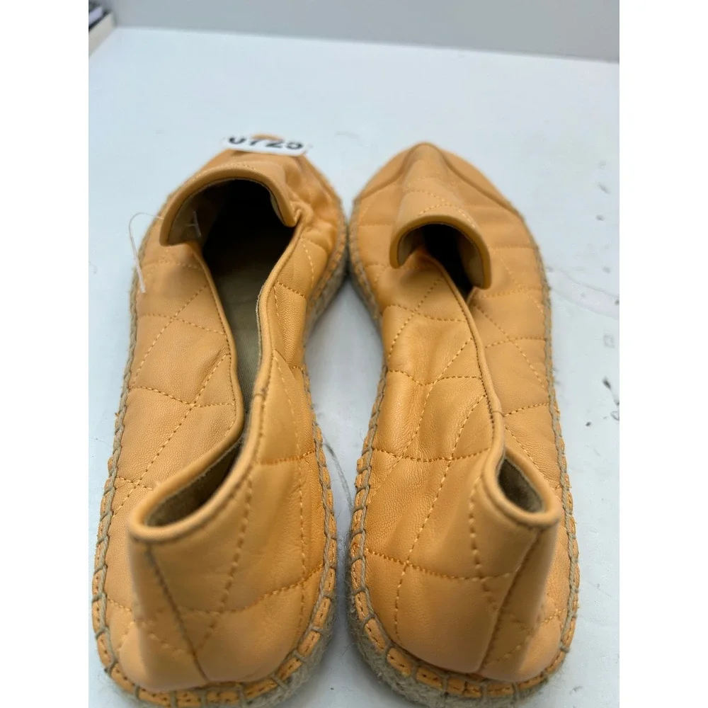 Talbots Espadrille Flats Womens 10 Yellow Quilted Leather Slip On Shoes